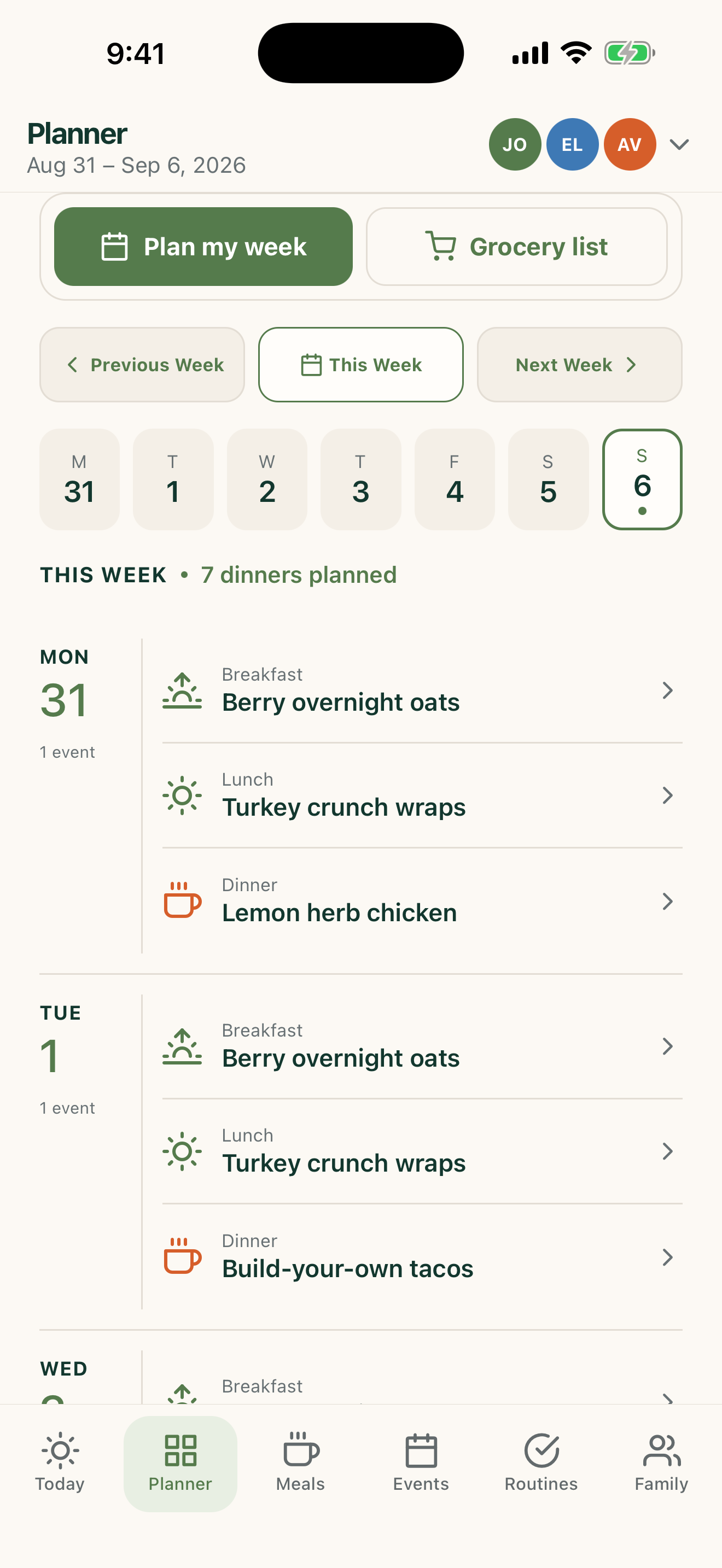 FamilyWise Planner screen