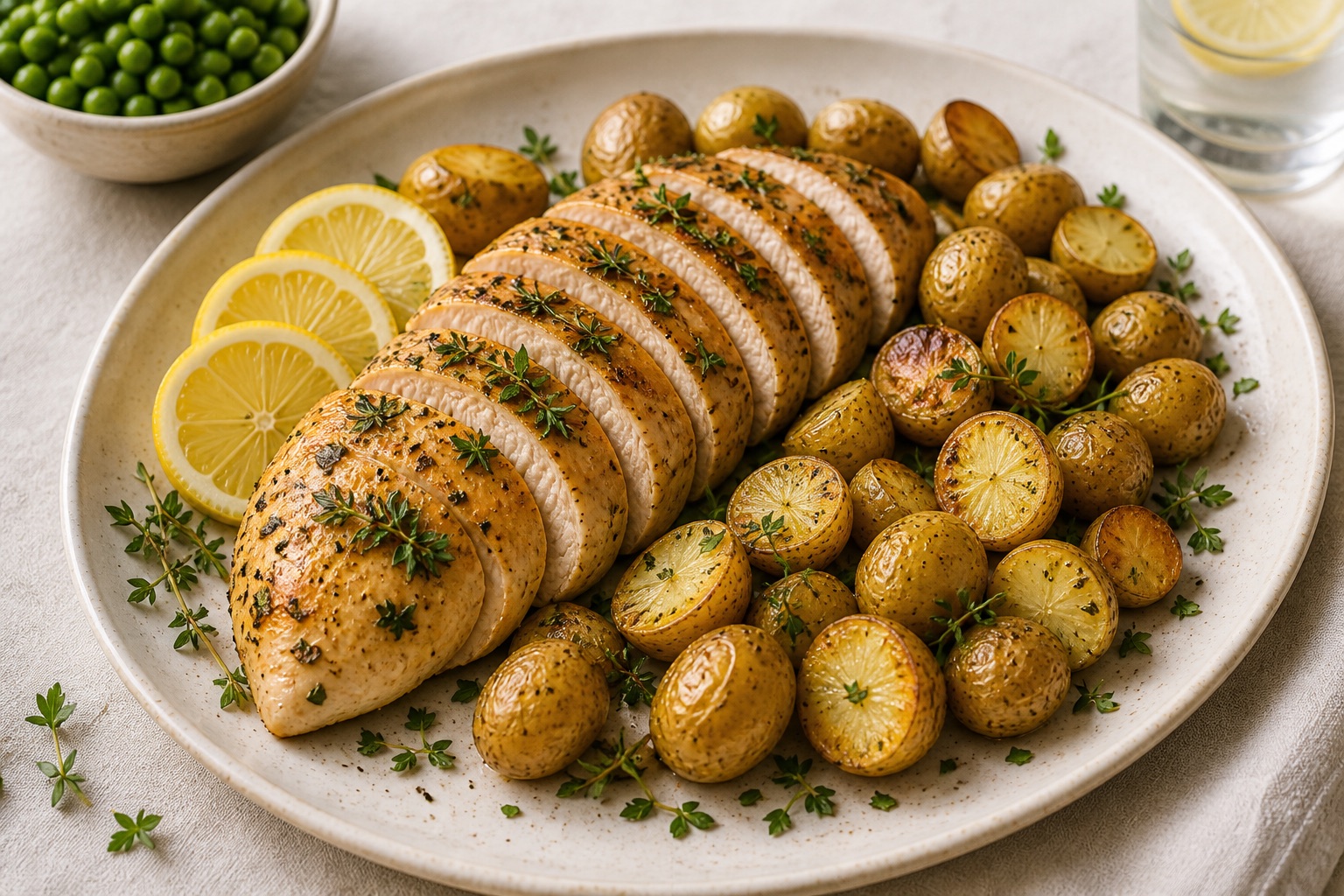 Lemon herb chicken with roasted potatoes