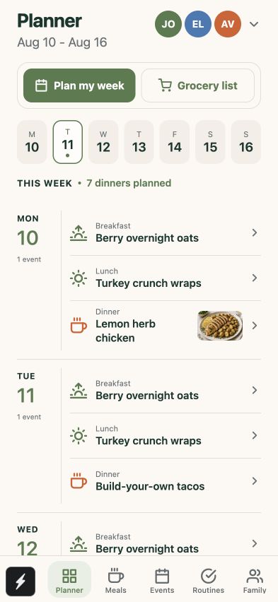 FamilyWise Planner screen
